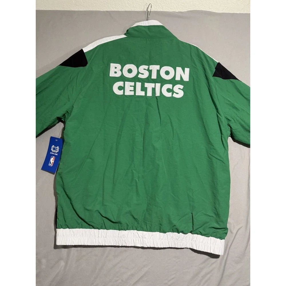 nwt nba ultra game green black boston celtics full zip basic jacket, men's xl